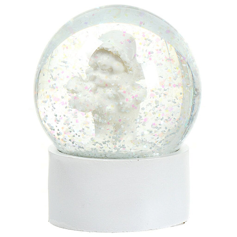 Фигурка декоративная Шар водяной со снегом Снеговик, 6.6х6.5х8 см, белая, Y4-4234