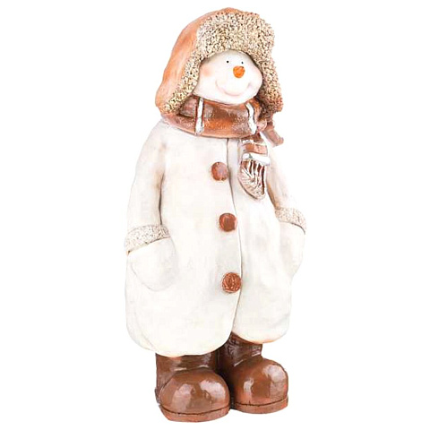 Фигурка декоративная полистоун, Снеговик в пальто и шапке, 50 см, Lefard, 169-209