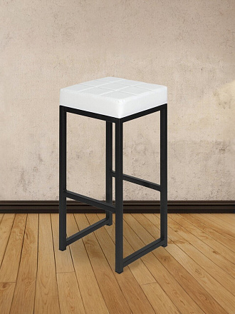 Стул 355х355х810 мм, белый/черный, сиденье квадратное, винилискожа, барный, Модуль, Лофт