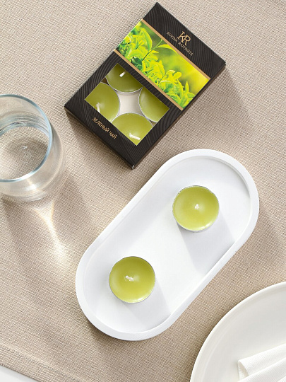 Свеча чайная ароматическая, 1.2х3.8 см, круглая, 6 шт, Kukina Raffinata, Зеленый чай