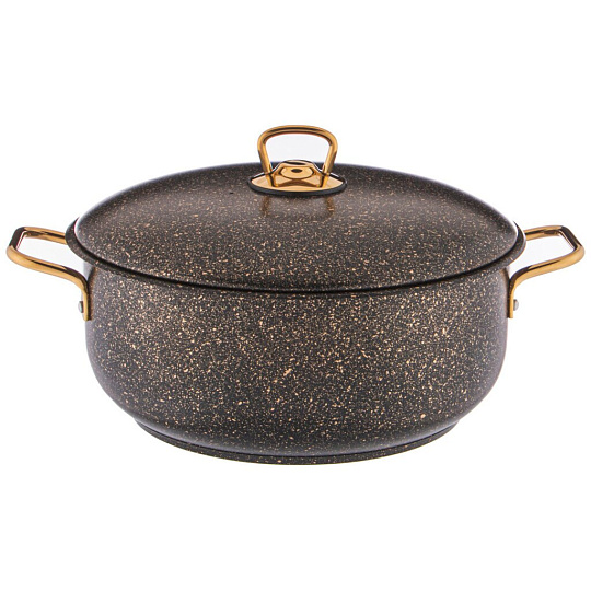 Кастрюля-мантоварка Agness черное золото, 24x7,2/24х12/24х12 см,трехслойное покр granit, pfoa free, 9