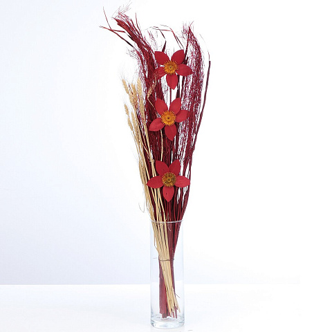 Цветок искусственный декоративный Тинги Композиция, насыщенный красный