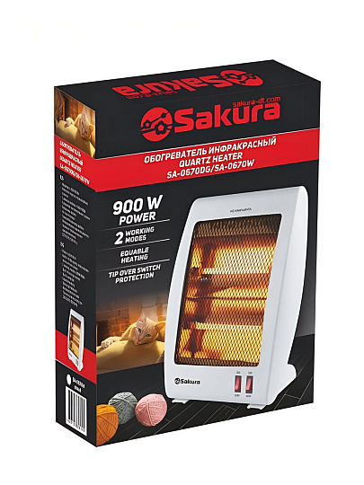 Обогреватель инфракрасный Sakura, SA-0670W, 0.9 кВт, 20 м2, бел