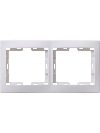 Рамка двухпостовая, горизонтальная, 153х81 мм, пластик, белая, IEK, РГ-2-КБ Кварта, EMK20-K01-DM
