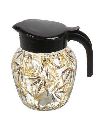 Кувшин стекло, 1.5 л, с крышкой, Бамбук, 107-006, черный