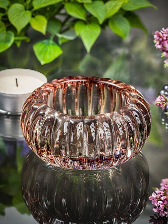 Подсвечник декоративный стекло, 1 свеча, 8.3х3.3 см, в ассортименте, Y6-6500