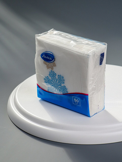 Салфетки бумажные Лилия, Вальс снежинок, 50 шт, 1 слой, 24х24 см, 3187