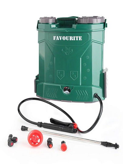 Опрыскиватель садовый аккумуляторный, Favourite, 10 л, свинцово-кислотный, 8 А.ч, 12 В, пластик, ранцевый, 1200 мм, 3,1 л/мин