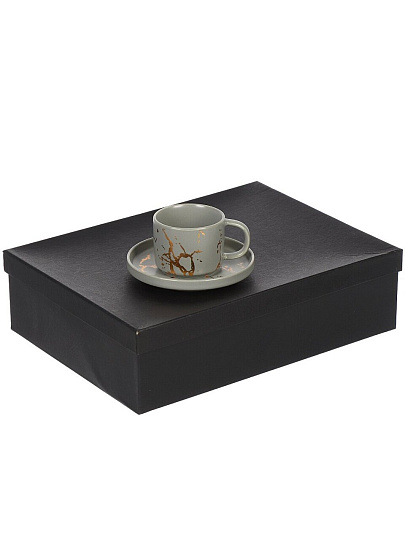 Набор кофейный керамика, 12 предметов, на 6 персон, 90 мл, Серый Мрамор, Y6-10145, подарочная упаковка