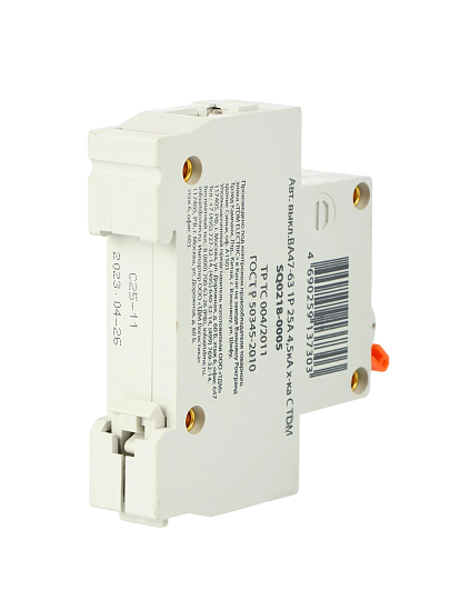 Автоматический выключатель TDM Electric, ВА47-63, 1 полюс, 25 А, 4.5 кА, С, SQ0218-0005