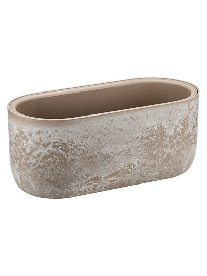 Кашпо пластик, 6 л, 38.5х18.6х16.2 см, овальное, бежевый слайн, Idea, Микрит, М 3274