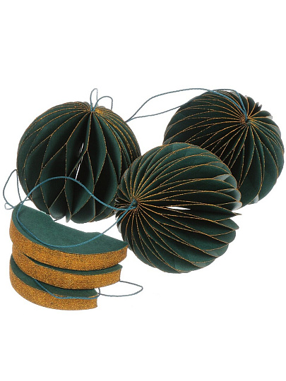 Елочное украшение Шар, 6 шт, зеленый с блеском, бумага, Y4-9803
