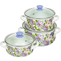Набор эмалированной посуды Керченский металлургический завод Лиловый-Экстра (кастрюля 2+3+4 л), 6 предметов