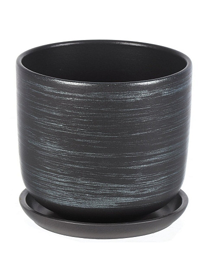 Горшок керамика, 1.5 л, 15х15.5 см, графит, Галактика №3, 008843