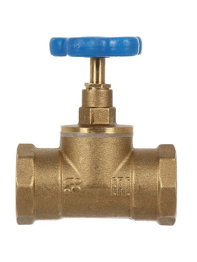 Вентиль для воды, 1&quot;, г-г, синий, БАЗ