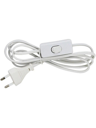 Шнур с выключателем и плоской вилкой, Ecola, Base, 0.5 мм², 2 м, белый, 2.5А, 230В, LT5RSDELT