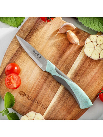 Нож кухонный Daniks, Gusto, для овощей, сталь, 9 см, рукоятка пластик, YW-A377B-PA