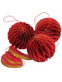 Елочное украшение Шар, 6 шт, красный с блеском, бумага, Y4-9802 - фото 2