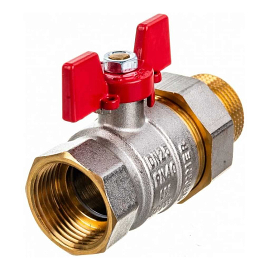 Кран для воды с американкой 1", прямой, ручка-бабочка, Rommer