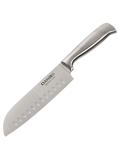 Нож кухонный Daniks, Ферра, сантоку, нержавеющая сталь, 20 см, рукоятка сталь, YW-A042-SN