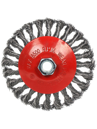 Щетка для УШМ Bartex, 125 мм, тарелка, крученая проволока, гайка М14, 882125