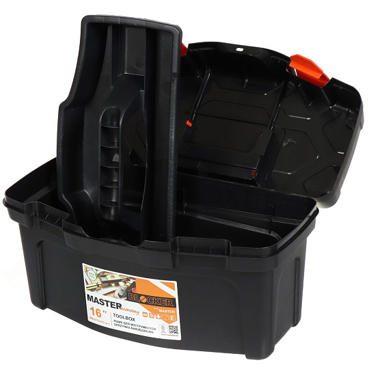 Ящик для инструментов, 16 '', 21.4х40.5х23 см, пластик, Blocker, Master Economy, + органайзер, BR6671ЧРОР