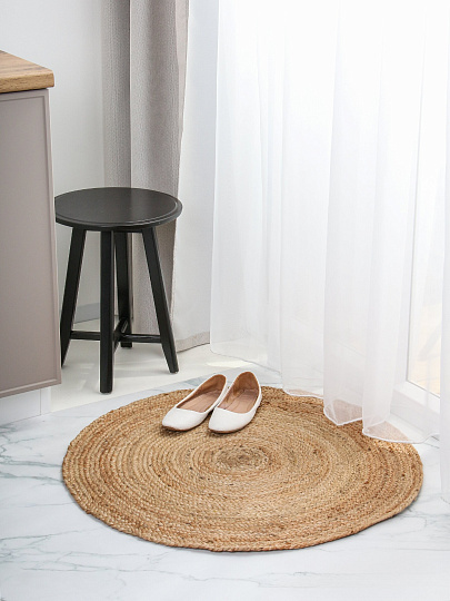 Коврик интерьерный 0.8х0.8 м, круглый, бежевый, эко, джутовый, C-12606