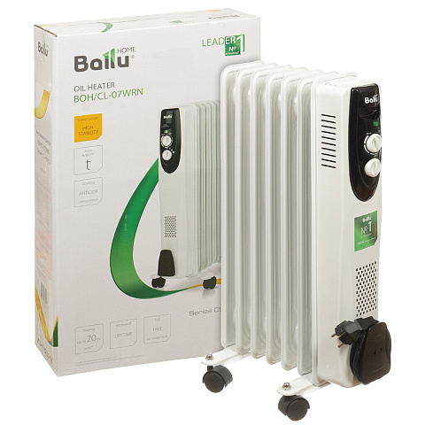 Радиатор масляный Ballu, Classic, 7 секций, напольный, 1.5 кВт, 20 м2, BOH/CL-07WRN 1500