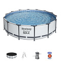 Бассейн каркасный Bestway, 427х107 см, Steel Pro Max, 56950BW, фильтр-насос, лестница, тент, 13030 л - фото 7