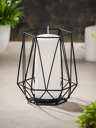 Подсвечник декоративный 1 свеча, 16х13.5 см, черный, Геометрия, Y4-3183