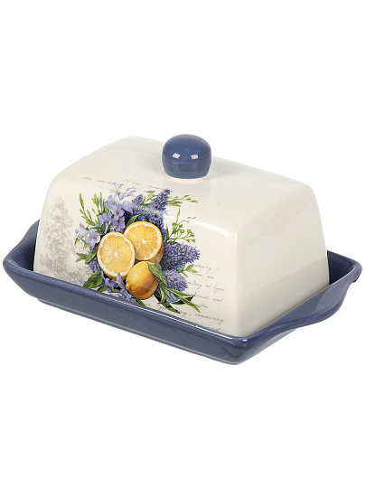 Масленка доломит, 19.7х12.5 см, крышка доломит, Daniks, Лаванда