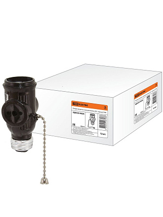 Патрон-розетка E27, TDM Electric, карболит, с выключателем, черный, SQ0335-0026