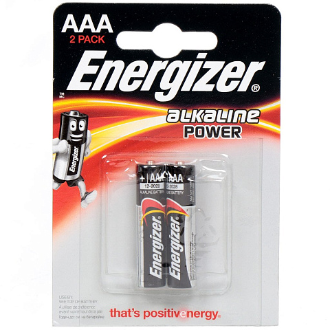 Батарейка Energizer, ААА (LR03, R3), Power, алкалиновая, 1.5 В, блистер, 2 шт, E300132702