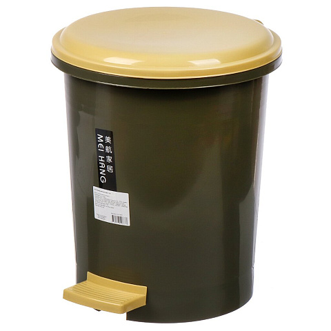 Контейнер для мусора пластик, 12 л, круглый, педаль, серый, Y4-7063
