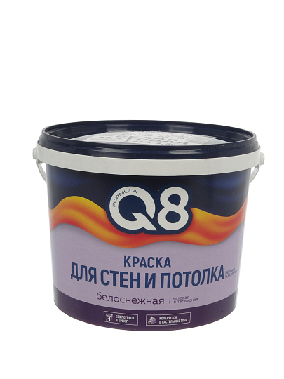 Краска водно-дисперсионная, Formula Q8, акриловая, интерьерная, матовая, 4.5 кг