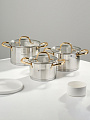 Набор посуды нерж, 6 пр, кастрюли 1.9,2.9,3.9 л, индукц, Daniks, Лайнс, SD-072-6 - фото 4