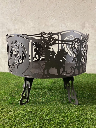 Очаг для костровой чаши, сталь, 80х80х50 см, с зольником, 3 мм, Лев