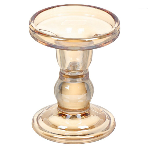 Подсвечник декоративный стекло, 1 свеча, 8.5х14 см, медовый, Y6-10441