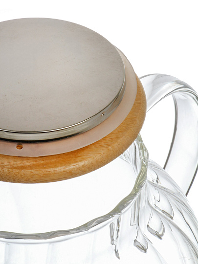 Чайник заварочный стекло, 1 л, Ажур, с бамбуковой крышкой, Y4-11037
