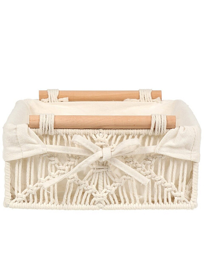 Корзина 35х25х10 см, прямоугольная, плетеная, с деревянными ручками, Y4-9681