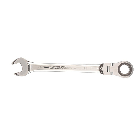 Ключ комбинированный трещоточный, 24 мм, CrV, шарнирный, зерк.хром, Matrix, 14845
