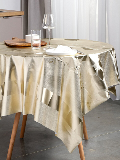 Скатерть Silvano, Металлик, 1.39х1.8 м, ПВХ на тканевой основе, светлое золото, PW224-035