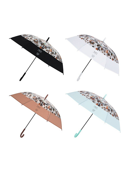 Зонт для женщин, механический, трость, 8 спиц, 100 см, металл, пластик, ПВХ, в ассортименте, 302-402