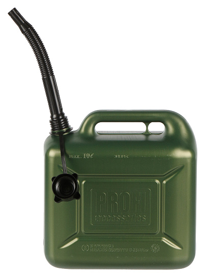 Канистра пластик, для топлива, 10 л, прямоугольная, с крышкой, оливковая, 55331, Profi, 3Ton