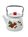 Чайник сталь, эмалированное покрытие, 3.5 л, с кнопкой, Сибирские товары, Летняя ягода, белый, С2716.3*56
