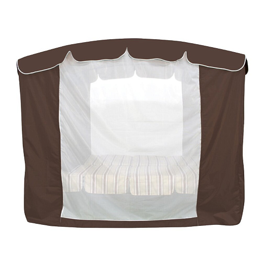 Качели садовые 4-местные, 265х143х195 см, 380 кг, Arno, Дефа Люси Люкс, раскладываются в кровать, с москитной сеткой, шоколадные, полосы, 2017-КД-58/Л, металл