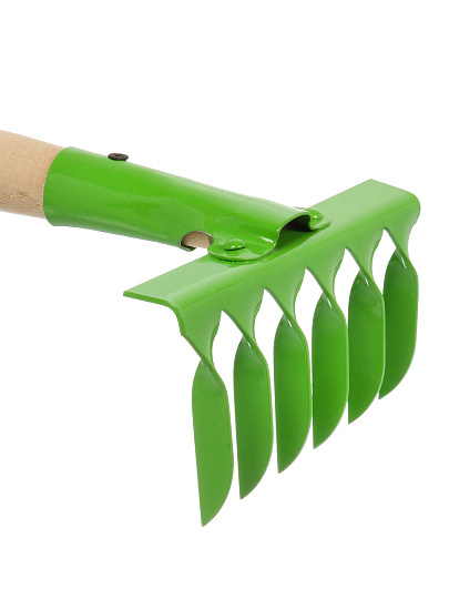 Грабли витые, 6 зуб, сталь, HouseLoft, клепанная тулейка, садовые, черенок деревянный, ГВ6КЛ01