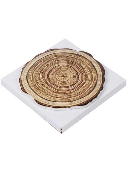 Подставка под горячее, керамика, круглая, 16 см, Срез дерева, Y4-6240