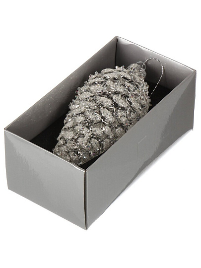 Елочное украшение Шишка Серебристый лес, прозрачное, 6х14 см, стекло, XF24-SC038