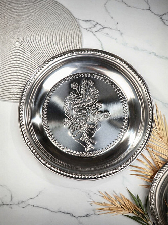 Поднос нержавеющая сталь, 34.5 см, круглый, Y4-4949